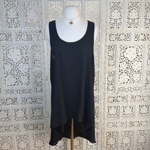 Ariat Black High Low Sheer Tunic Blouse Sz Medium Lagenlook Oversized Grunge